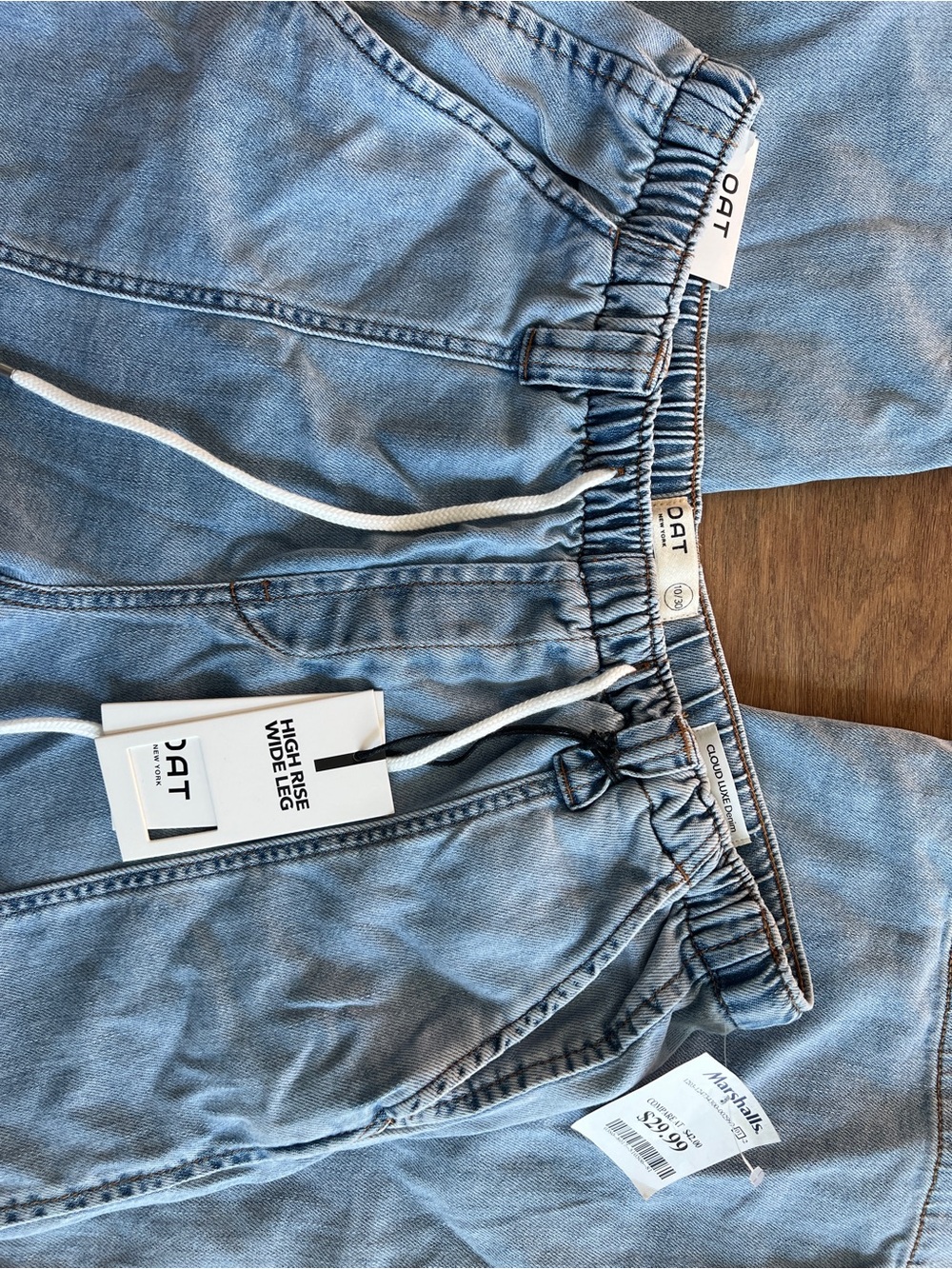 OAT High Rise Wide Leg Drawstring Cloud Luxe Denim Jeans - Picture 5 of 7
